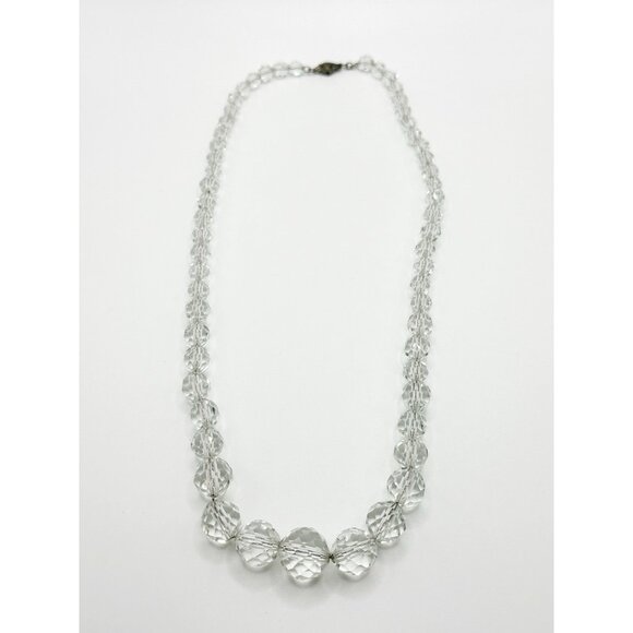 Vintage Graduated Faceted Crystal Bead On Chain Necklace 18.5” - Picture 7 of 9